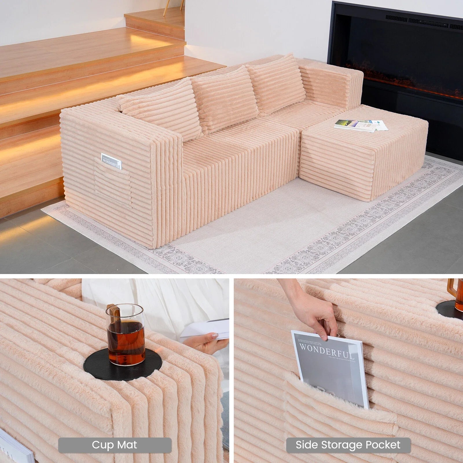 "Boneless Couch Rose" - Kanapa bez ramy Różowa